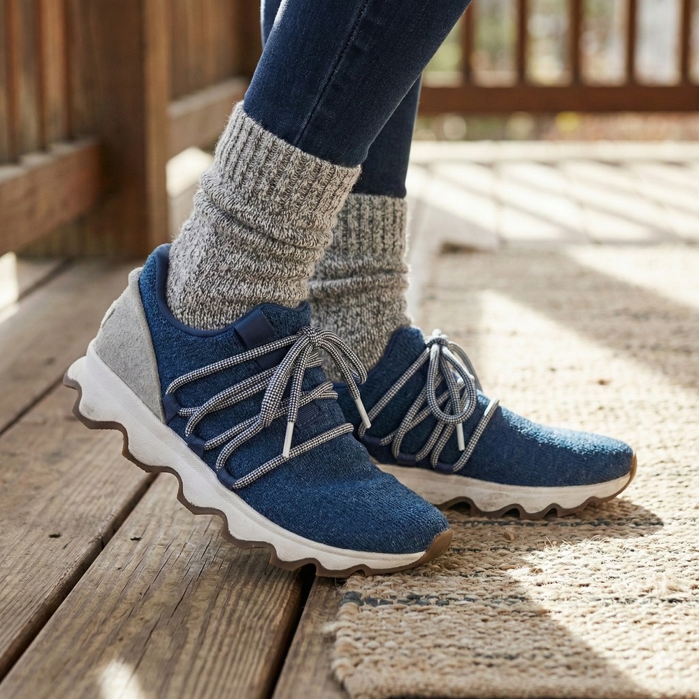 Sorel Kinetic Lace Up Sneakers‎ Womens 8 Blue Knit Running Casual Gorpcore